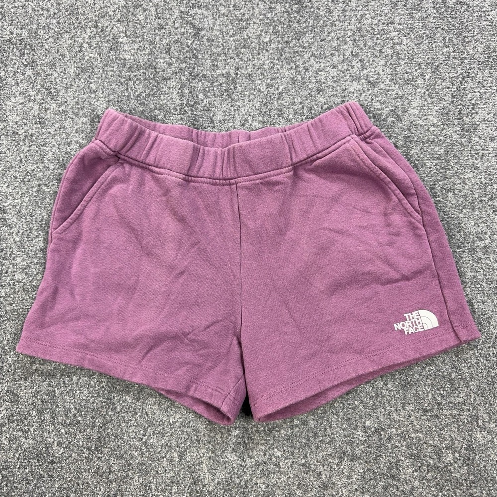 The North Face Shorts 14-16 Girls Purple Fleece Sweat Elastic Waist Pockets